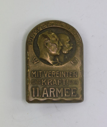 Österreich (K.u.K.), Kappenabzeichen Weltkrieg 1914 1915 Mit vereinter Kraft 11. Armee - Militaria-Berlin