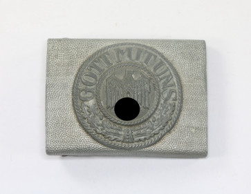  Wehrmacht Heer, Koppelschloss für Mannschaften, Aluminium - Gott mit Uns - Militaria-Berlin