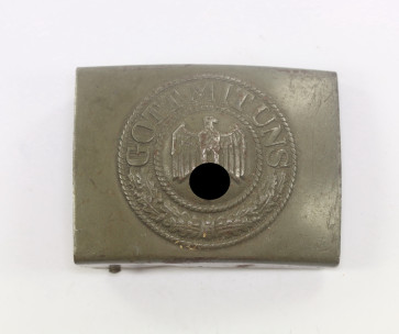  Wehrmacht Heer, Koppelschloss für Mannschaften, N & H 40 (Noelle & Hueck 1940) - Gott Mit Uns - Militaria-Berlin