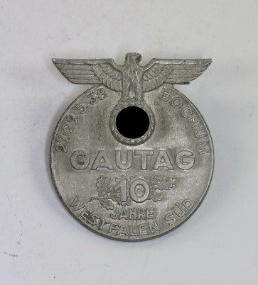 Abzeichen, 27.-29.5.38 Bochum Gautag 10 Jahre Westfalen Süd, Hst. Pleuger & Voss Lüdenscheid - Militaria-Berlin