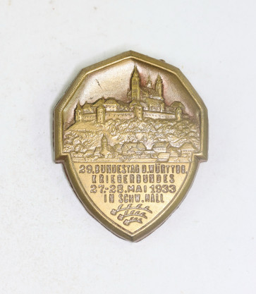 Abzeichen, 29. Bundestag d. Württbg. Kriegerbundes 27.28.Mai 1933 in Schw. Hall, Hst. Ad. Schwerte Abzeichenfabrik Stuttgart - Militaria-Berlin