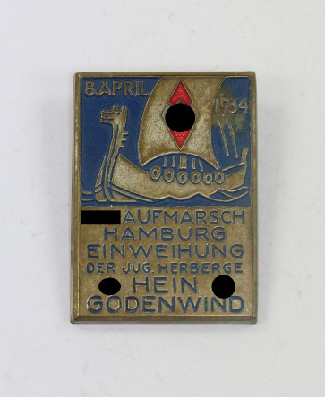 Abzeichen, 8. April 1934 H.J. Aufmarsch Hamburg Einweihung der Jug. Herberge Hein Godenwind - Militaria-Berlin