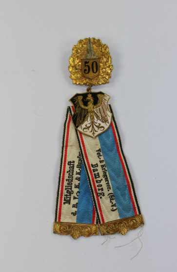 Abzeichen für 50 Jahre Mitgliedschaft Landes-Kriegerverband, Kyffhäuser-Verband Bamberg - Militaria-Berlin