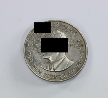 Abzeichen, Hitlers Dank für den Dienst am Volk Gau Süd Hanover Braunschweig - Militaria-Berlin