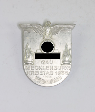 Abzeichen, NSDAP Gau Mecklenburg Kreistag 1938 Kreis Rostock Stadt, Hst. L. Chr. Lauer Nürnberg Berlin - Militaria-Berlin