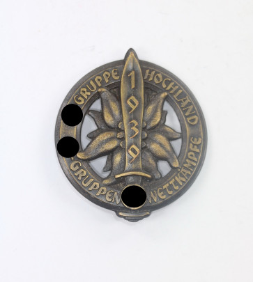 Abzeichen, SA Gruppe Hochland SA Gruppenwettkämpfe 1939, Hst. RZM M9/3 Klotz & Kienast, München - Militaria-Berlin