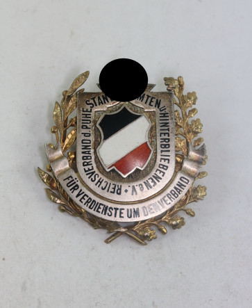 Abzeichen, Silber (800) Reichsverband d. Ruhestandsbeamten u. Hinterbliebenen e.V. Für Verdienste um den Verband, Hst. H. Timm Berlin  - Militaria-Berlin