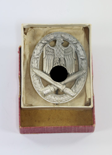 Allgemeines-Sturmabzeichen, Hst. G.B. 42 (Gustav Brehmer, Markneukirchen), in Verkaufsschachtel - Militaria-Berlin