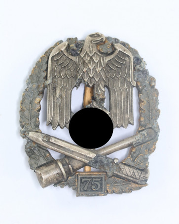 Allgemeines Sturmabzeichen mit Einsatzzahl 75, Hst. JFS (Bodenfund) - Militaria-Berlin