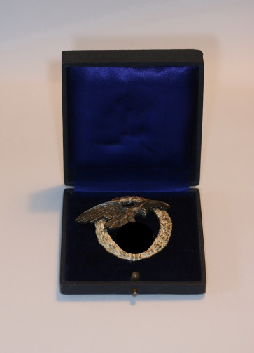 Beobachterabzeichen der Luftwaffe, Hst. CE Juncker, 1. Modell (J.1), im Etui - Militaria-Berlin