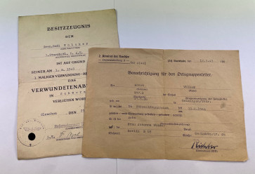  Besitzzeugnis Verwundetenabzeichen Schwarz, Sturmbataillon 6. A.K. - Militaria-Berlin