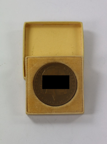Bronze Medaille, Adolf Hitler - Grossdeutschlands Schöpfer - Die Ostmark ist heimgekehrt, im Etui - Militaria-Berlin