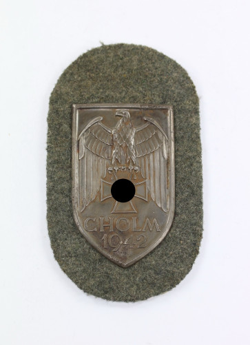 Cholmschild auf Heeresstoff, "Long M" - Militaria-Berlin