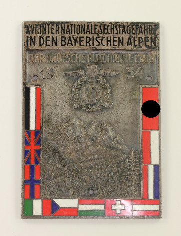 Der Deutsche Automobil-Club, Plakette XVI. Internationale Sechstage Fahrt in den Bayrischen Alpen 1934, Hst. Rob. Neff. Berlin W. 57 - Militaria-Berlin