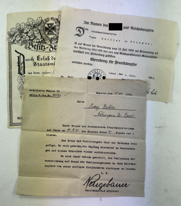 Dokumentennachlass Verleihungs Eisernes Kreuz 1921 (!), Durch Erlaß des preußischen Staatsministeriums - Militaria-Berlin