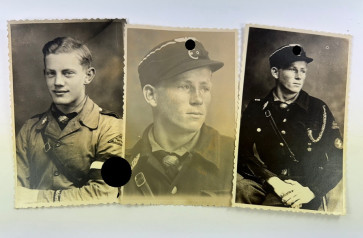 Drei  Portrait Fotos Hitlerjugend (HJ) einer Person - Militaria-Berlin