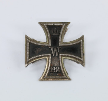 Eisernes Kreuz 1. Klasse 1914, Hst. Meybauer (Wappen), Silber an Scheibe und Mutter - Militaria-Berlin