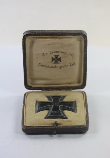 Eisernes Kreuz 1. Klasse 1914, Silber 800, Im Kroko Etui Zur Erinnerung an Deutschlands große Zeit - Militaria-Berlin