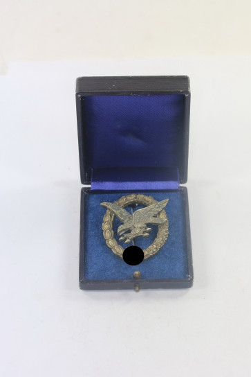 Fliegerschützenabzeichen der Luftwaffe mit Blitzbündel, Hst. Jimme & Sohn Berlin, im Etui - Militaria-Berlin