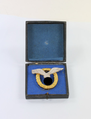 Flugzeugführer- und Beobachterabzeichen (Doppelabzeichen), Hst. GWL, im Etui - Militaria-Berlin