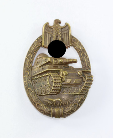 Panzerkampfabzeichen in Bronze, Steinhauer & Lück, Buntmetall (!) - Militaria-Berlin