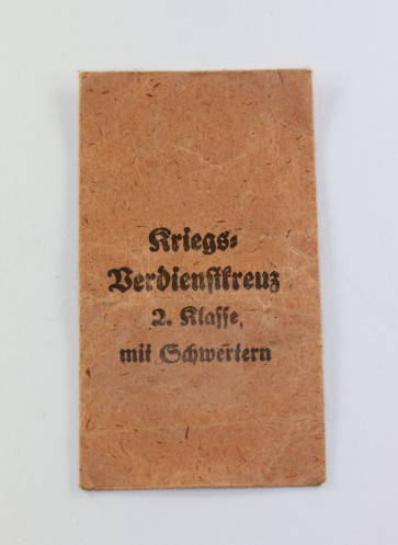 Verleihungstüte Kriegsverdienstkreuz 2. Klasse mit Schwertern, C.E. Juncker - Militaria-Berlin