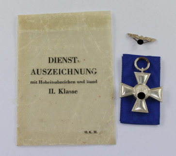 Wehrmachtsdienstauszeichnung 2. Klasse (18 Jahre), in Cellophan Verleihungstüte - Militaria-Berlin