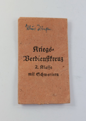 Verleihungstüte Kriegsverdienstkreuz 2. Klasse mit Schwertern, Otto Zappe - Militaria-Berlin