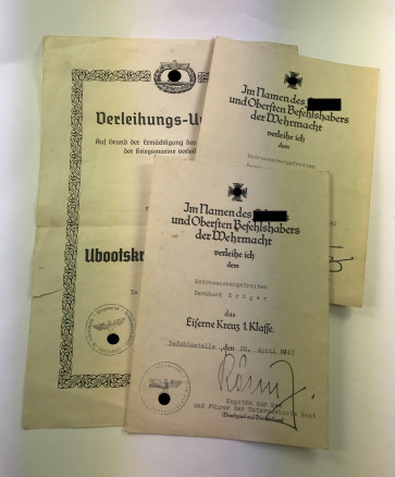 Urkunden Gruppe U-Boot U-172 - Militaria-Berlin