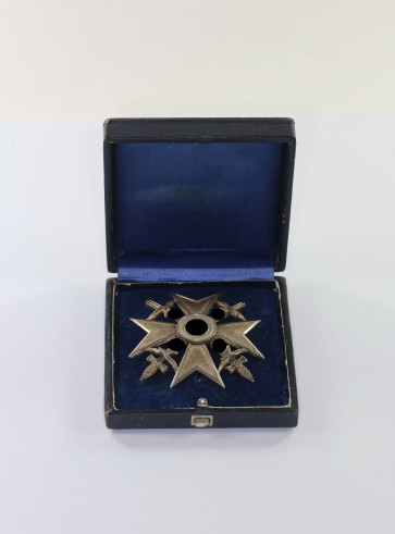 Spanienkreuz in Silber mit Schwertern, Godet 900, im Etui - Militaria-Berlin