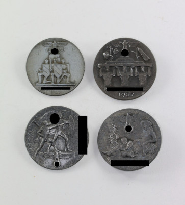 Abzeichen, 4 x Reichsparteitag Nürnberg 1936 - 1939 - Militaria-Berlin