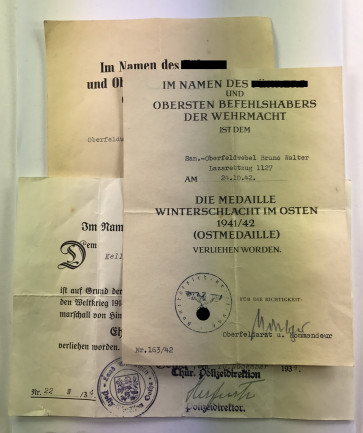 Urkunden Gruppe Lazarettzug - Militaria-Berlin