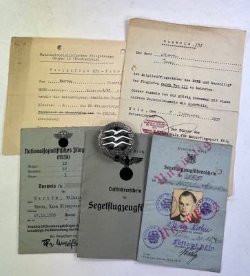 Großes NSFK-Segelfliegerabzeichen + Dokumente - Militaria-Berlin