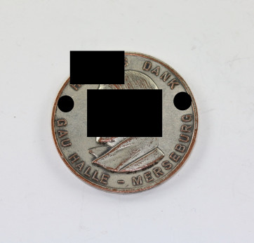 Medaille, "Hitlers Dank Gau Halle - Merseburg"    - Militaria-Berlin