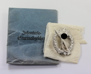 Infanterie Sturmabzeichen, Wiedmann (ÜÜ), in Verleihungstüte E. Fred. Wiedmann Frankfurt a. Main - Militaria-Berlin
