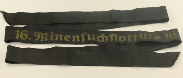 Kriegsmarine, Mützenband 16. Minensuchflottille (Metallfaden) - Militaria-Berlin