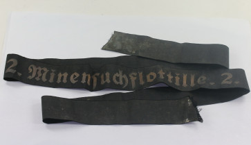 Kriegsmarine, Mützenband 2. Minensuchflottille 2. (Metallfaden) - Militaria-Berlin