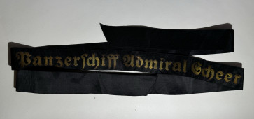 Kriegsmarine, Mützenband Panzerschiff Admiral Scheer - Militaria-Berlin