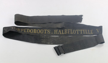 Kriegsmarine,  Mützenband V. Torpedoboots . Halbflottille. V. (Metallfaden) - Militaria-Berlin