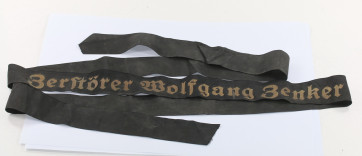 Kriegsmarine, Mützenband "Zerstörer Wolfgang Zenker" - Militaria-Berlin