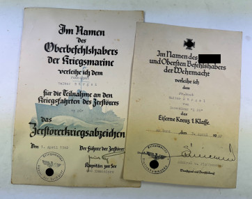 Kriegsmarine, Urkunden Zerstörer Z 26 Nordmeer (Geleitzug PQ 13) - Militaria-Berlin