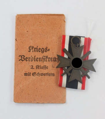  Kriegsverdienstkreuz 2. Klasse mit Schwertern, Hst. 127, in Verleihungstüte Moritz Hausch A.G. Pforzheim - Militaria-Berlin