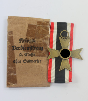  Kriegsverdienstkreuz 2. Klasse (ohne Schwerter), Hst. 19, in Verleihungstüte E. Fred. Wiedmann, Frankfurt a. M S 10 - Militaria-Berlin