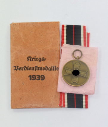 Kriegsverdienstmedaille, in Verleihungstüte Friedrich Keller Oberstein - Militaria-Berlin