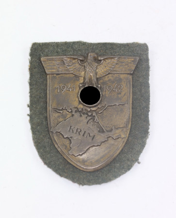 Krimschild auf Heeresstoff, Wilhelm Deumer, Lüdenscheid - Militaria-Berlin