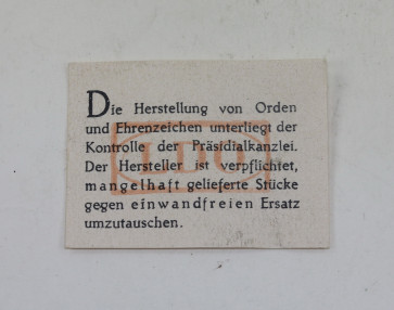  LDO Garantie Zettel - Militaria-Berlin
