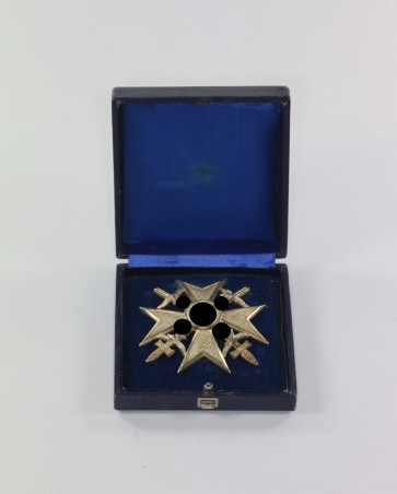 Spanienkreuz in Silber mit Schwertern, Hst. CEJ 900, im Etui - Militaria-Berlin