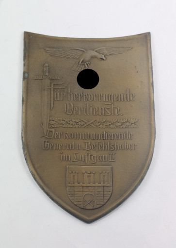 Luftwaffe Ehrenschild - Für hervorragende Verdienste der kommandierende General und. Befehlshaber im Luftgau II - Militaria-Berlin