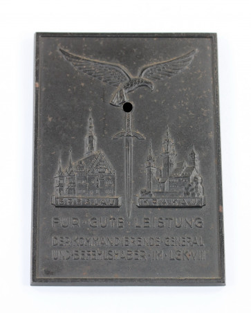 Luftwaffe, Ehrenschild Für gute Leistung Der Kommandierende General und Befehlshaber im LGK VIII Breslau Krakau - Militaria-Berlin