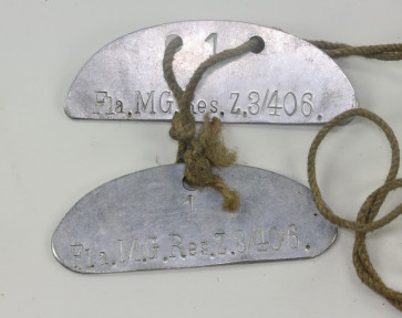 Luftwaffe, Erkennungsmarke Fla. M.G. Res. Z. 34/406. (Flak Maschinen Gewehr Reserve Zug 3/406) - Militaria-Berlin